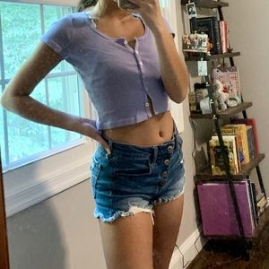 AEO Button High-rise Shorts